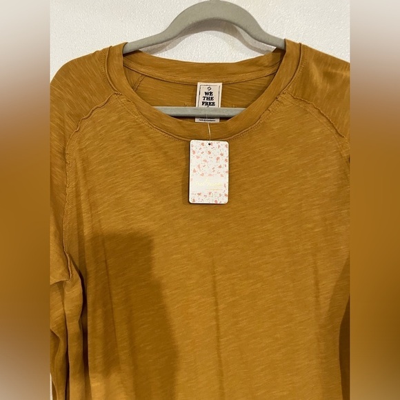 We the free free people, long sleeve trail T-shirt, size XS mustard color NWT - Picture 2 of 5